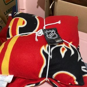 Calgary flames throw and pillow